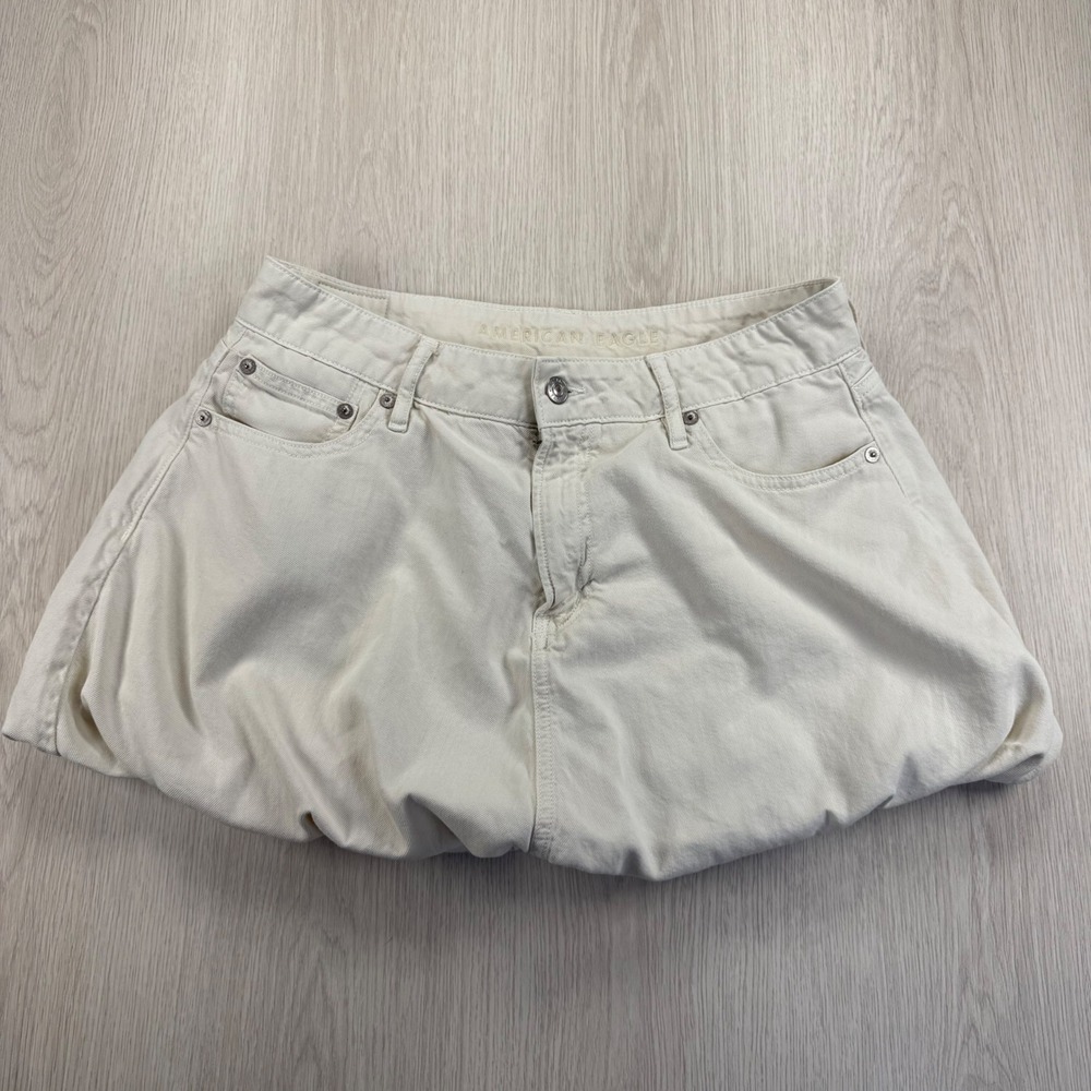 American Eagle Bubble Hem Mini Skirt Cream Beige Y2K Preppy Balletcore Size 4
